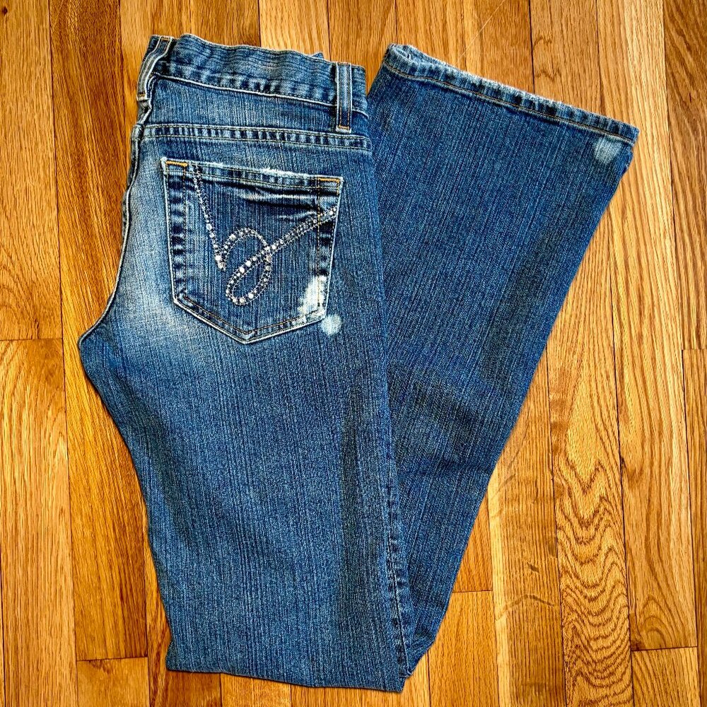 bebe Y2K Bootcut Jeans Size 26 | Made in USA | Rhinestone Pocket | Long Inseam